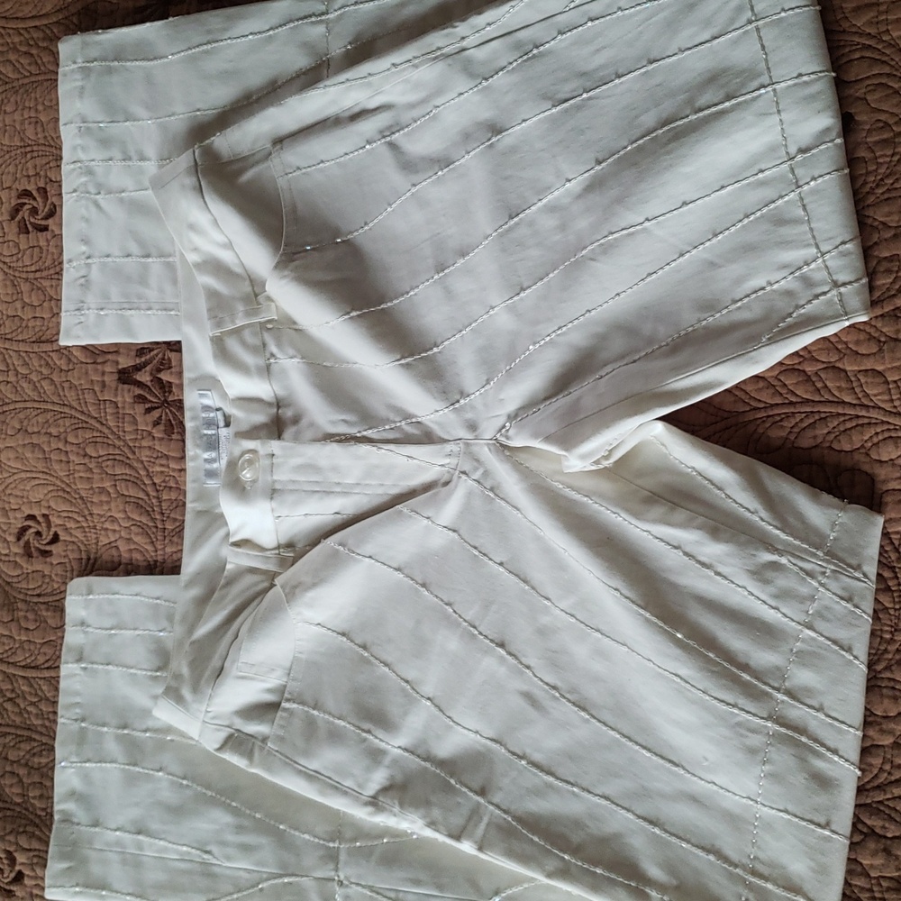 Magaschoni Beaded White Pants 8